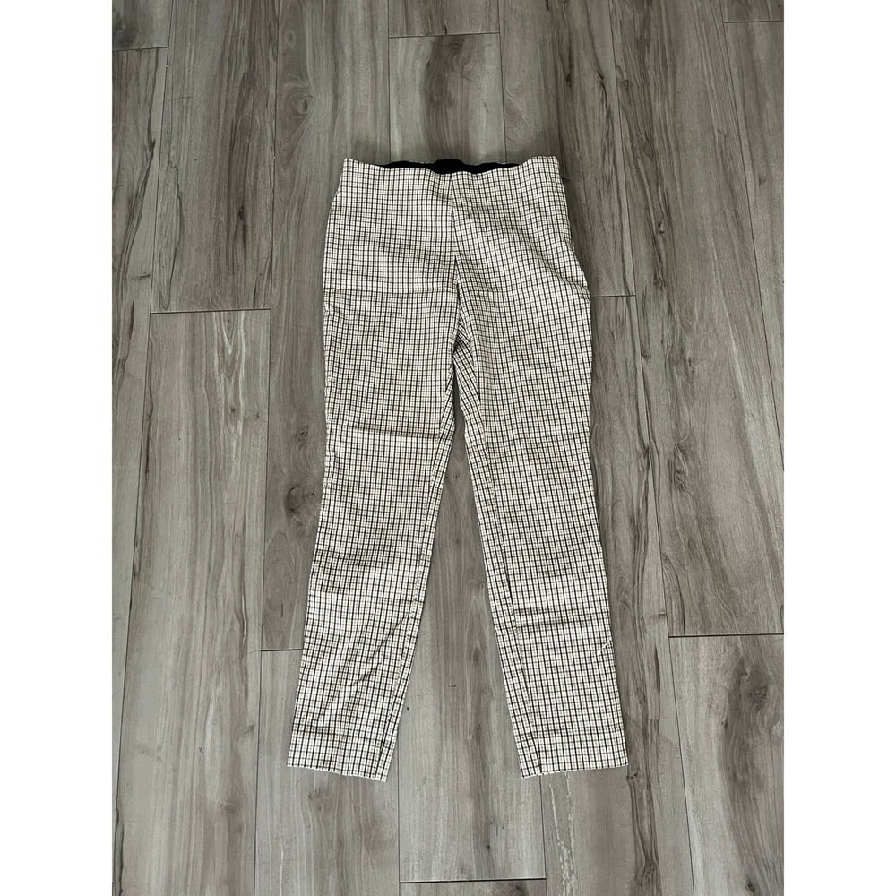 A New Day Brown Plaid High Rise‎ Skinny Ankle Womens 2 Elastic Waist Side Zip